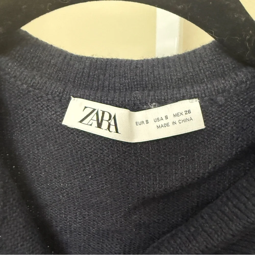 Zara Dark Blue collared Cardigan size S - Picture 2 of 5